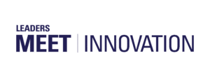 Leaders Meet: Innovation blue logo on transparent background